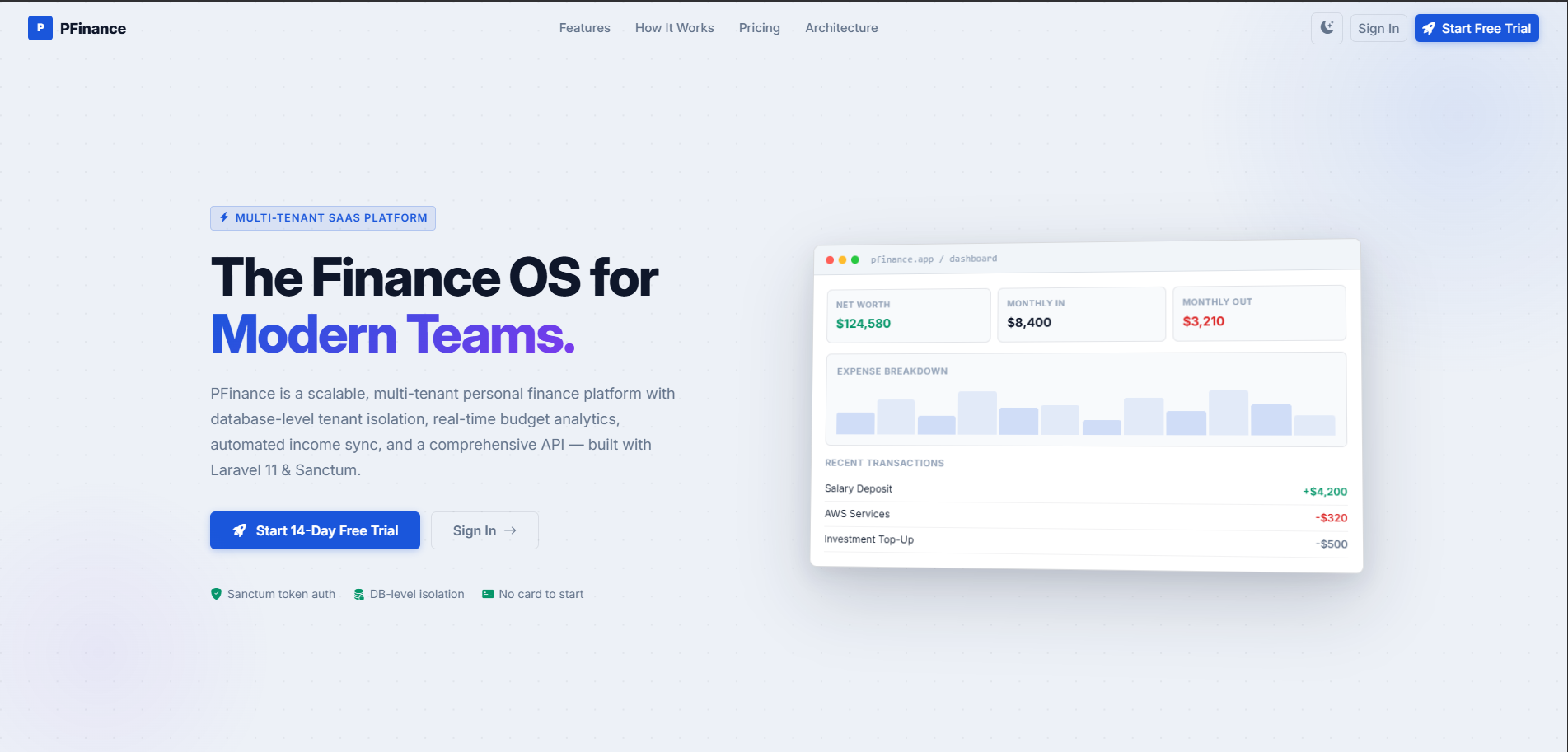 PFinance Multi-Tenant SaaS